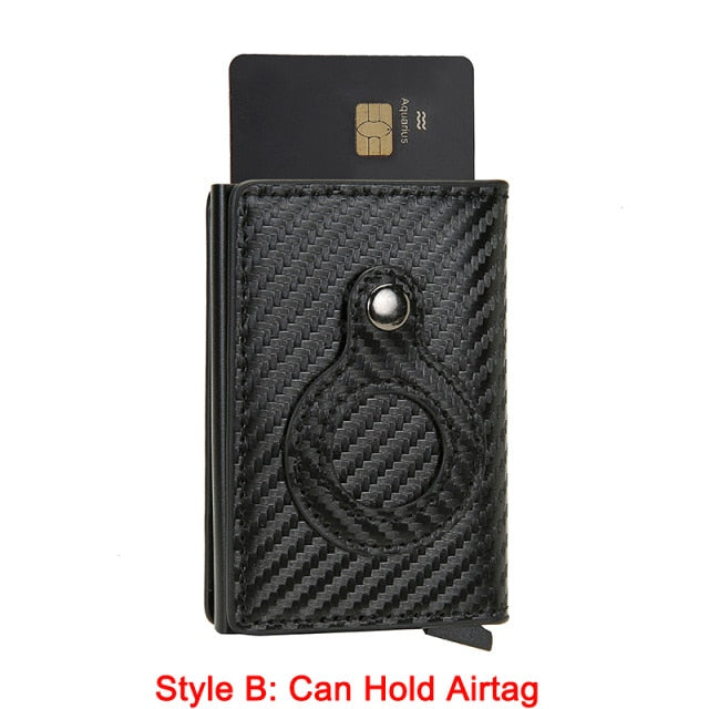 Smart Air Tag Wallet | Premium Genuine Leather & Carbon Fiber
